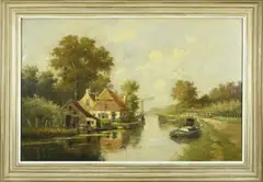 Henk Bellaard, Hollands riviergezicht, Olieverf op linnen