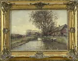 Jan Johannes van der Stap, Hollands landschap, Olieverf op linnen