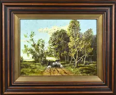 C. de Bruijn Jr., Landschap met schapen en herder, Olieverf op linnen