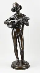 Zeer groot antiek bronzen figuur door Paul Dubois, H 77 cm.