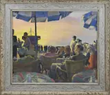 Pol Dom, Strandterras met figuren en kiosk