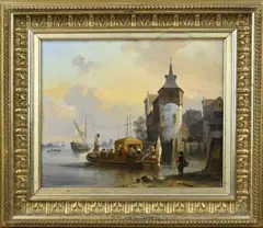 Jan Michiel Ruyten, Hollands gezelschap in koninklijke sloep, Olieverf op paneel
