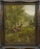 Willy Lorenz, Reeëen in landschap, Olieverf op linnen