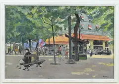 Pol Dom, Stadsgezicht Parijs, Champs Elysees, Olieverf op paneel