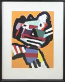 Kat-achtig figuur by Karel Appel, Lithografie op papier, sold Oct 2022