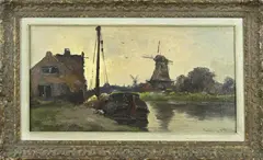 Chirs Snijders, Hollands riviergezicht, Olieverf op linnen