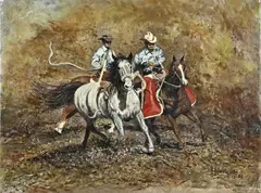 Henricus '89, Twee western cowboys, Olieverf op linnen