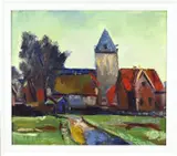 Herkomst atelier Eef de Weerd, Kerk (expressief), Olieverf op linnen