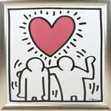 Keith Haring, Twee figuren met hart, Lithografie op papier
