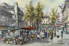 L. Basset, Stadsgezicht Parijs, Olieverf op linnen
