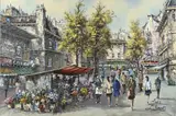 L. Basset, Stadsgezicht Parijs, Olieverf op linnen