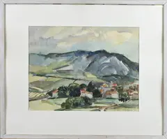 Thijs Buit, Landschap Frankrijk, Aquarel op papier