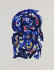 Theo Wolvecamp, Abstracte voorstelling, Litho op papier