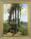 Gerard Krol, Boer op zandpad, Olieverf op paneel