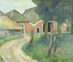 Nico Baak, Twentse boerderij, Olieverf op linnen