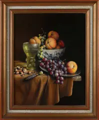 Anton Verhoeven, Stilleven met fruit en Roemer, Olieverf op linnen