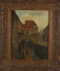 Stadsgracht by Jan Korthals, Olieverf op linnen, sold Jul 2022
