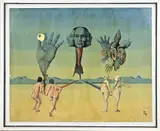 F. Diekmann, Surrealistische figuren voorstelling, Olieverf op paneel