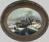 L.J. Klein, Hollands wintergezicht, Olieverf op paneel