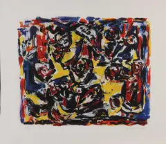 Theo Wolvecamp, Abstracte voorstelling, Litho op papier