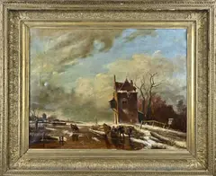 J. v.d. Stok, Hollandse ijspret, Olieverf op linnen