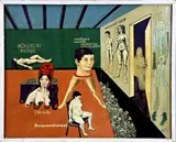 F. Diekmann, Surrealistische figuren voorstelling, Olieverf op linnen