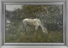 Weidend paard by Anton Rudolf Mauve, Olieverf op linnen, sold Jul 2022
