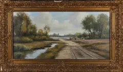 W. Robbers, Landschap met schapen en herder, Olieverf op linnen