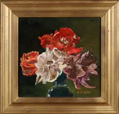 R. Hulshof, Vaas met bloemen, Olieverf op board