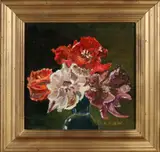 R. Hulshof, Vaas met bloemen, Olieverf op board