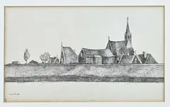 Dirk Breed, Hollands dijkdorp, Tekening op papier