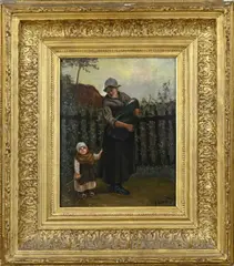 B. Timmer, Moeder en kind, Olieverf op paneel