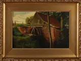 Johan Mensink, Twentse watermolen, Olieverf op paneel
