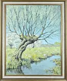 J. Kayser, Zomers landschap, Olieverf op linnen