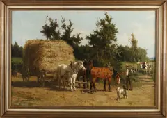 H.C.C. Bogman, Landschap met hooiwagen, Olieverf op linnen
