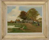 Gerard Krol, Twentse boerderij, Olieverf op paneel