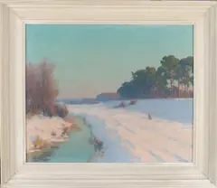 Winters landschap by Henk Dekker, Olieverf op linnen, sold Apr 2022