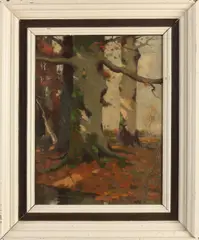 Castle Keith, Bosgezicht berkenbomen, Olieverf op paneel
