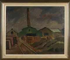 Jan van de Leest, Steenfabriek Hengelo 1955, Olieverf op linnen