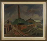 Jan van de Leest, Steenfabriek Hengelo 1955, Olieverf op linnen