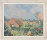 A. Potgieter, Zomers dorpsgezicht, Olieverf op linnen