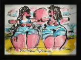 Twee vrouwen in badmode by Anton Heyboer, Plakkaatverf op papier, sold Apr 2022