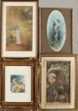 Vier antieke aquarellen, Divers, Vier antieke aquarellen