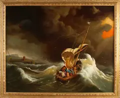J. Pieters, Schipbreuk op volle zee, Olieverf op linnen