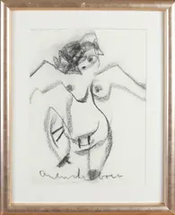 Anton Heyboer, Naakte dame, Houtskool op papier