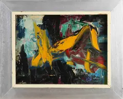 E. van Loon, Abstracte compositie, Olieverf op linnen