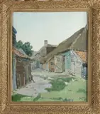 Frans v.d. Veen, boerderij Tweelo bij Meppel, 1949, Olieverf op linnen