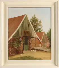 Frans Baaijens, Twentse boerderij, Olieverf op linnen