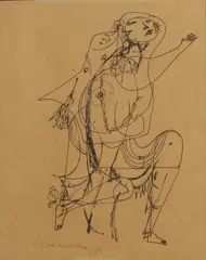 Theo van der Nahmer, Vrouwelijk figuur, Oostindische inkt op papier