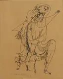 Theo van der Nahmer, Vrouwelijk figuur, Oostindische inkt op papier